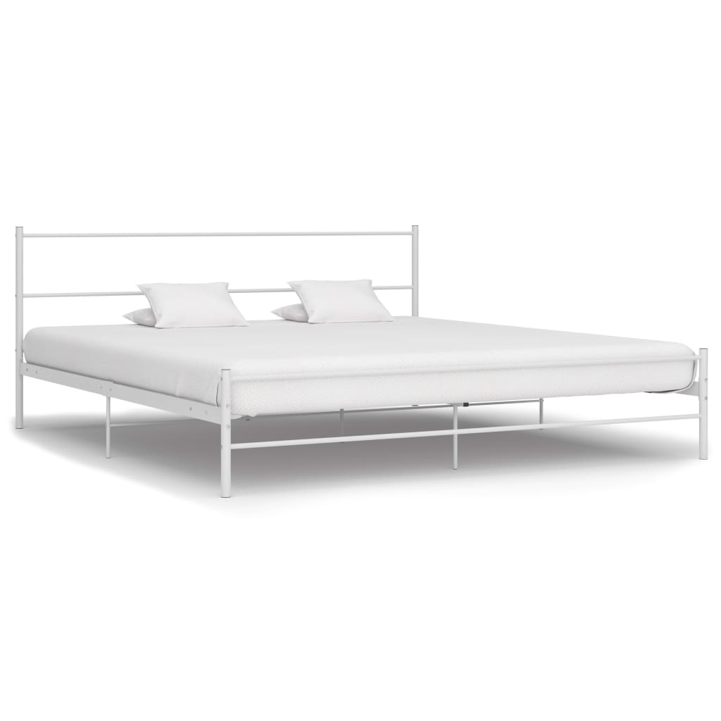vidaXL Bed Frame White Metal 6FT Super King 180x200 cm