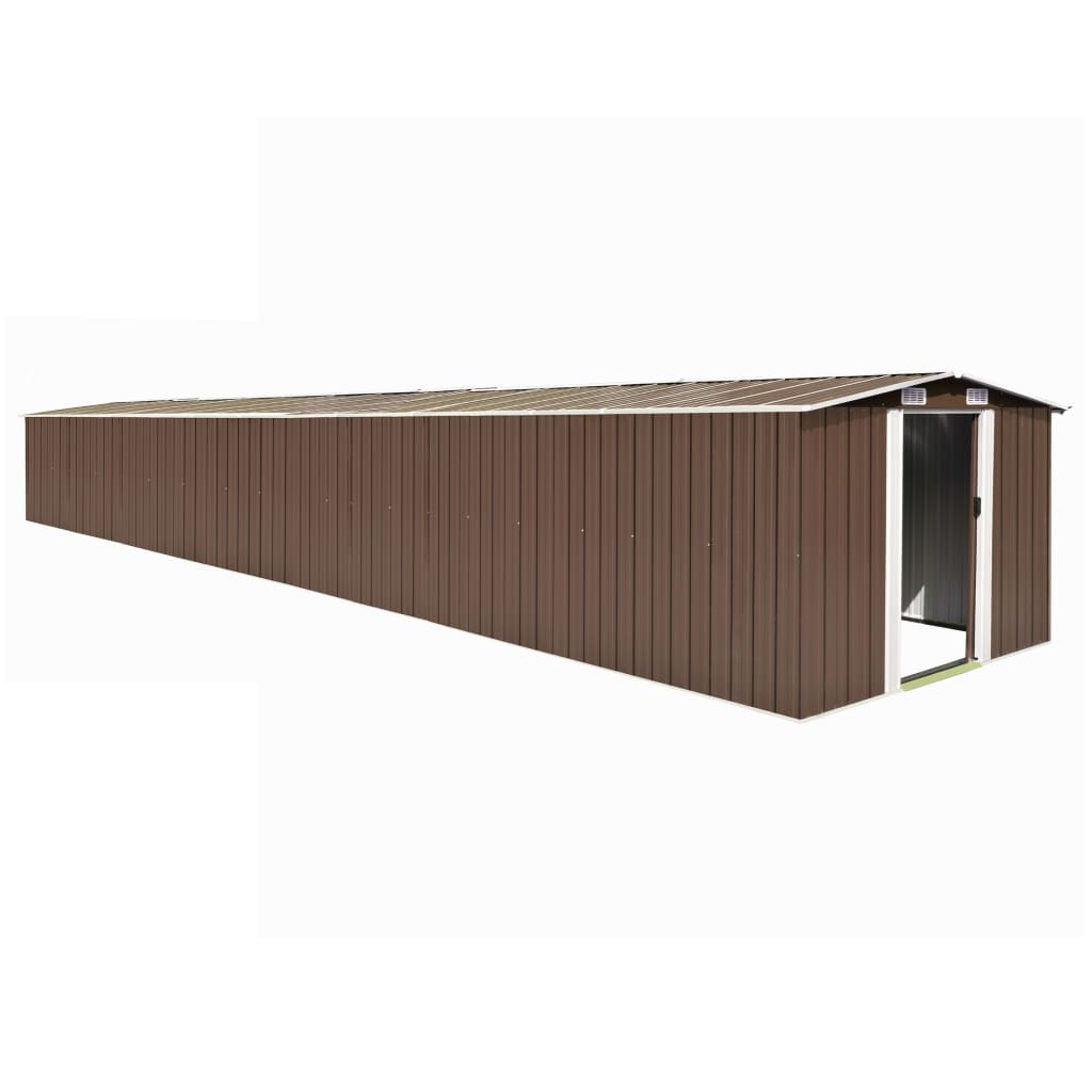 vidaXL Garden Shed Brown 257x990x181 cm Galvanised steel