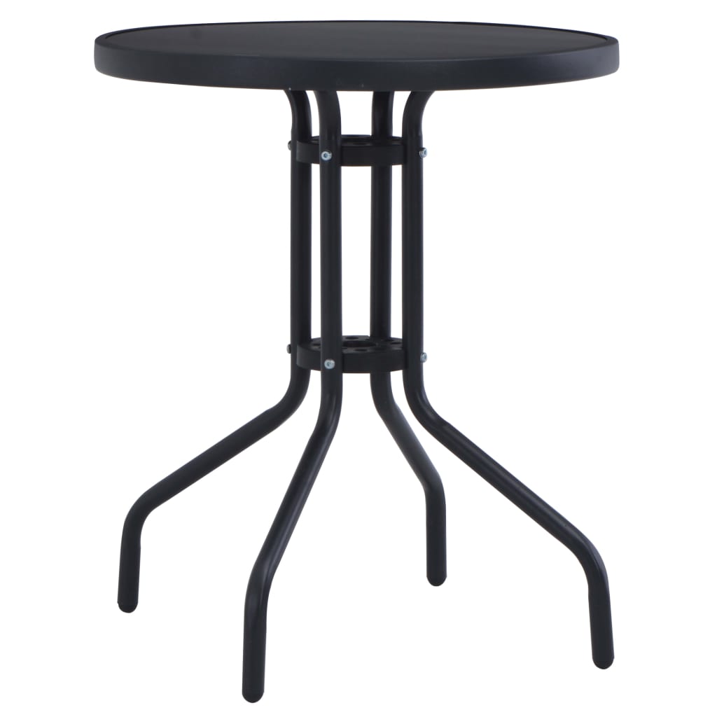 vidaXL Garden Table Black 60 cm Steel and Glass