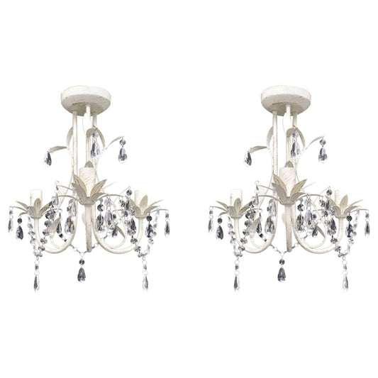 vidaXL Crystal Pendant Ceiling Lamp Chandeliers 2 pcs Elegant White