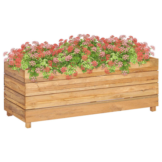 vidaXL Raised Bed 100x40x38 cm Solid Wood Teak and Steel