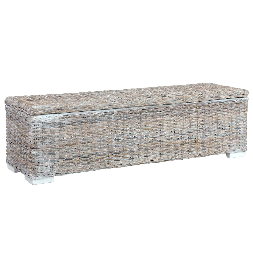 vidaXL Storage Box 120 cm White Kubu Rattan and Solid Mango Wood