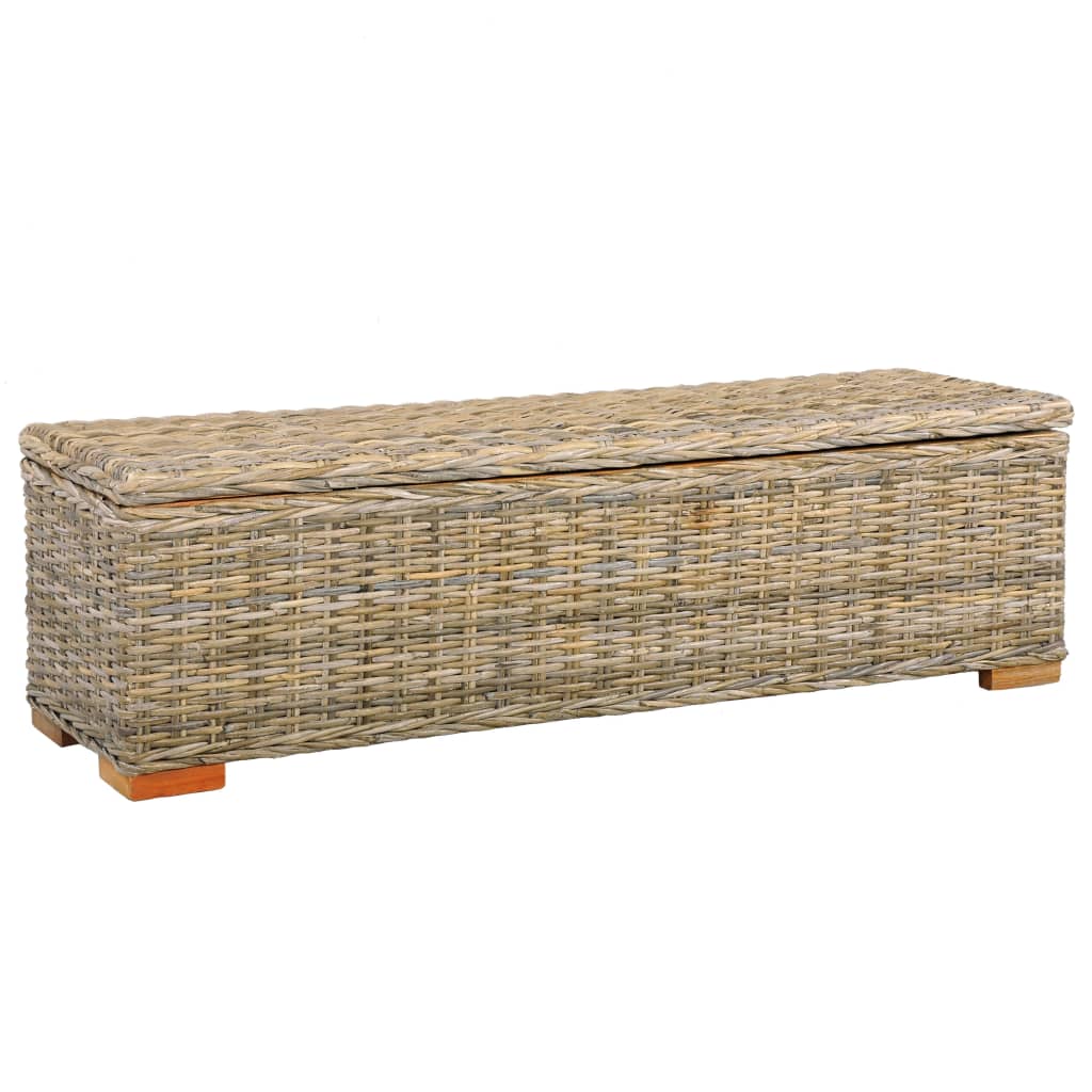 vidaXL Storage Box 120 cm Kubu Rattan and Solid Mango Wood