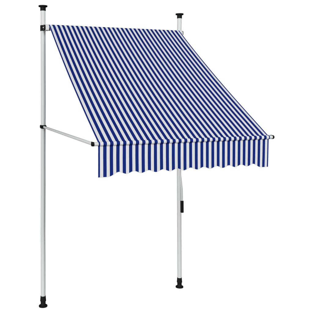 vidaXL Manual Retractable Awning 100 cm Blue and White Stripes