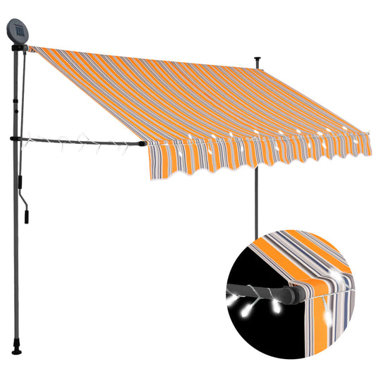 vidaXL Manual Retractable Awning with LED 250 cm Yellow and Blue