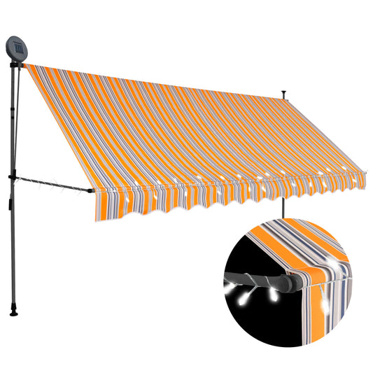 vidaXL Manual Retractable Awning with LED 350 cm Yellow and Blue