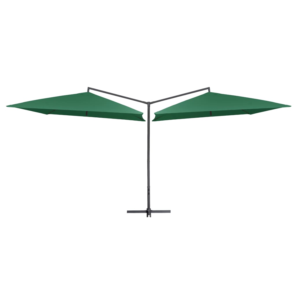 vidaXL Double Parasol with Steel Pole 250x250 cm Green