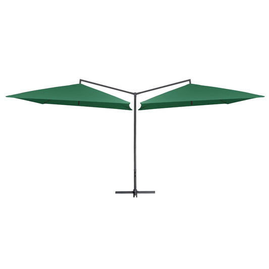 vidaXL Double Parasol with Steel Pole 250x250 cm Green