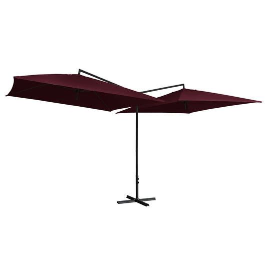 vidaXL Double Parasol with Steel Pole 250x250 cm Bordeaux Red