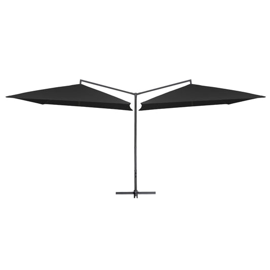 vidaXL Double Parasol with Steel Pole 250x250 cm Black