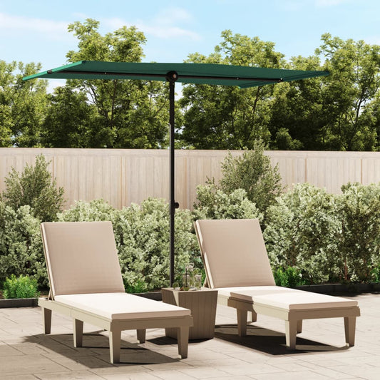 vidaXL Outdoor Parasol with Aluminium Pole 2x1.5 m Green