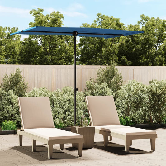 vidaXL Outdoor Parasol with Aluminium Pole 2x1.5 m Azure Blue