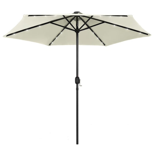 vidaXL Parasol with LED Lights and Aluminium Pole 270 cm Sand White