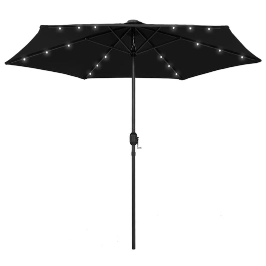 vidaXL Parasol with LED Lights and Aluminium Pole 270 cm Black