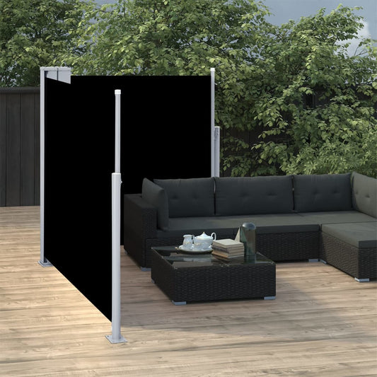 vidaXL Retractable Side Awning Black 100x600 cm