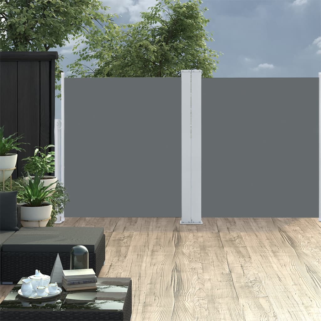 vidaXL Patio Retractable Double Side Awning 170x600 cm Anthracite