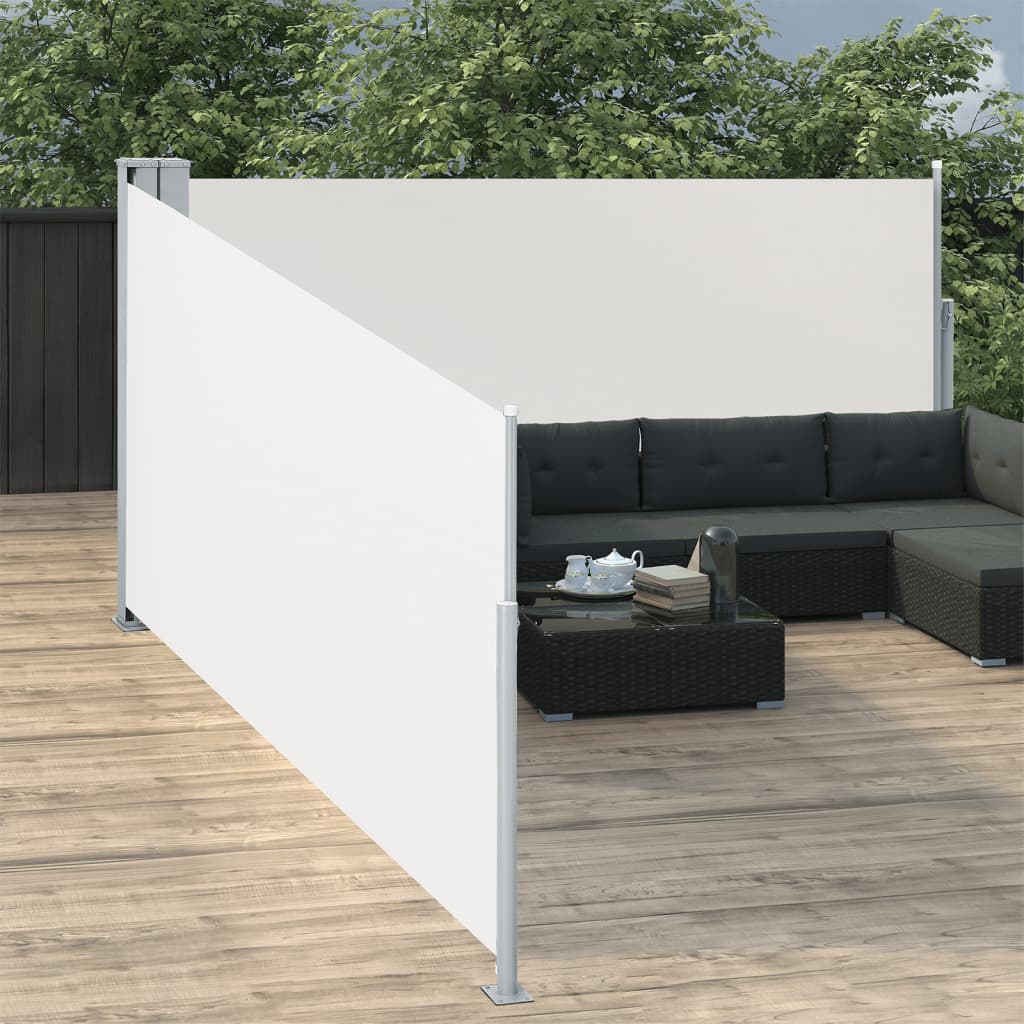 vidaXL Retractable Side Awning Cream 100x1000 cm