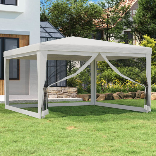 vidaXL Party Tent with 4 Mesh Sidewalls 4x4 m White