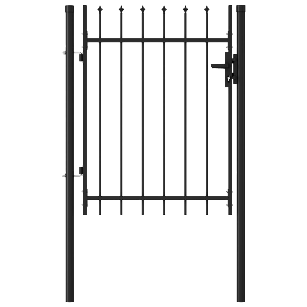 vidaXL Fence Gate Single Door with Spike Top Steel 1x1.2 m Black