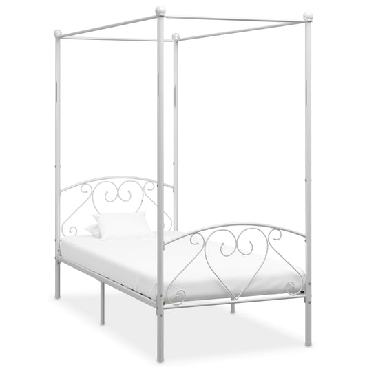 vidaXL Canopy Bed Frame White Metal 120x200 cm