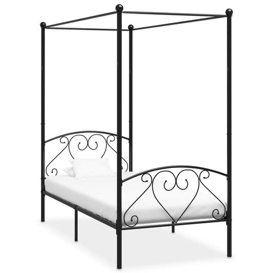 vidaXL Canopy Bed Frame Black Metal 120x200 cm