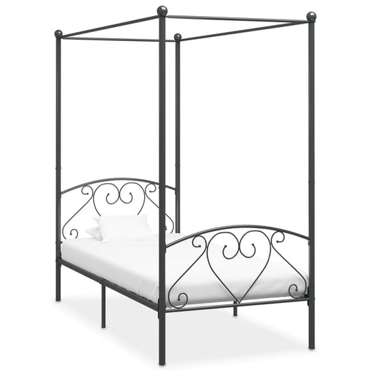 vidaXL Canopy Bed Frame Grey Metal 120x200 cm