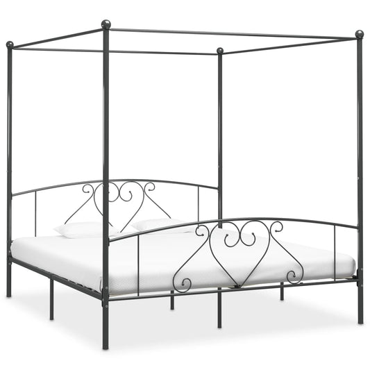 vidaXL Canopy Bed Frame Grey Metal 200x200 cm