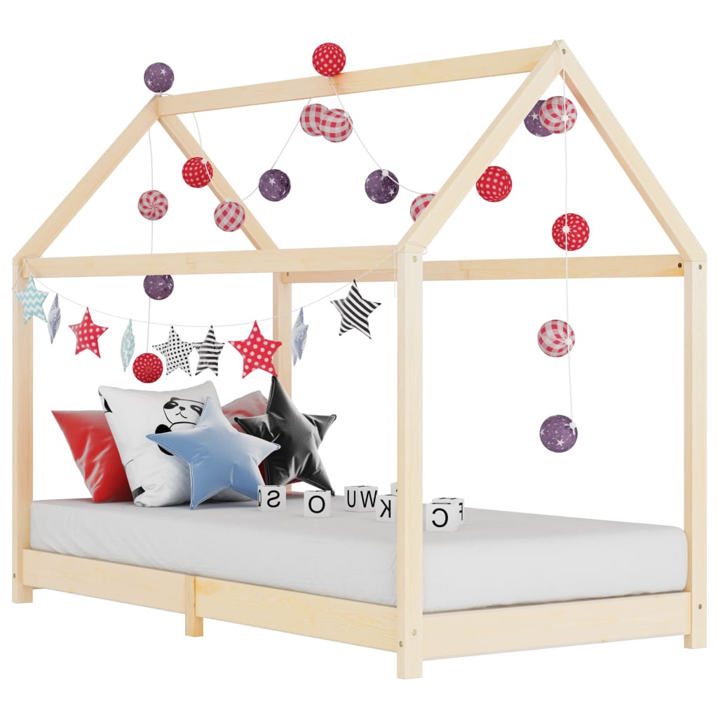 vidaXL Kids Bed Frame Solid Pine Wood 90x200 cm