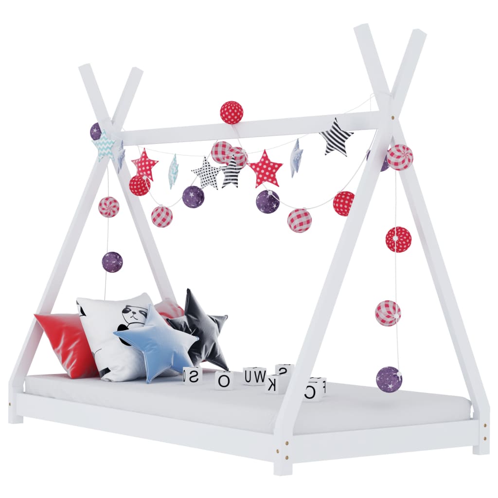 vidaXL Kids Bed Frame White Solid Pine Wood 80x160 cm