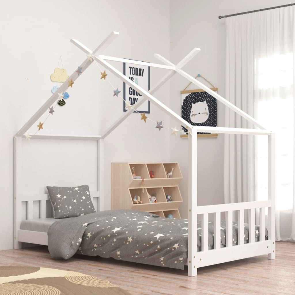 vidaXL Kids Bed Frame White Solid Pine Wood 80x160 cm