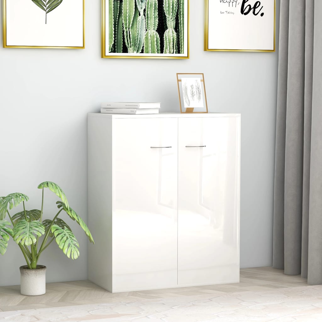 vidaXL Sideboard High Gloss White 60x30x75 cm Engineered Wood