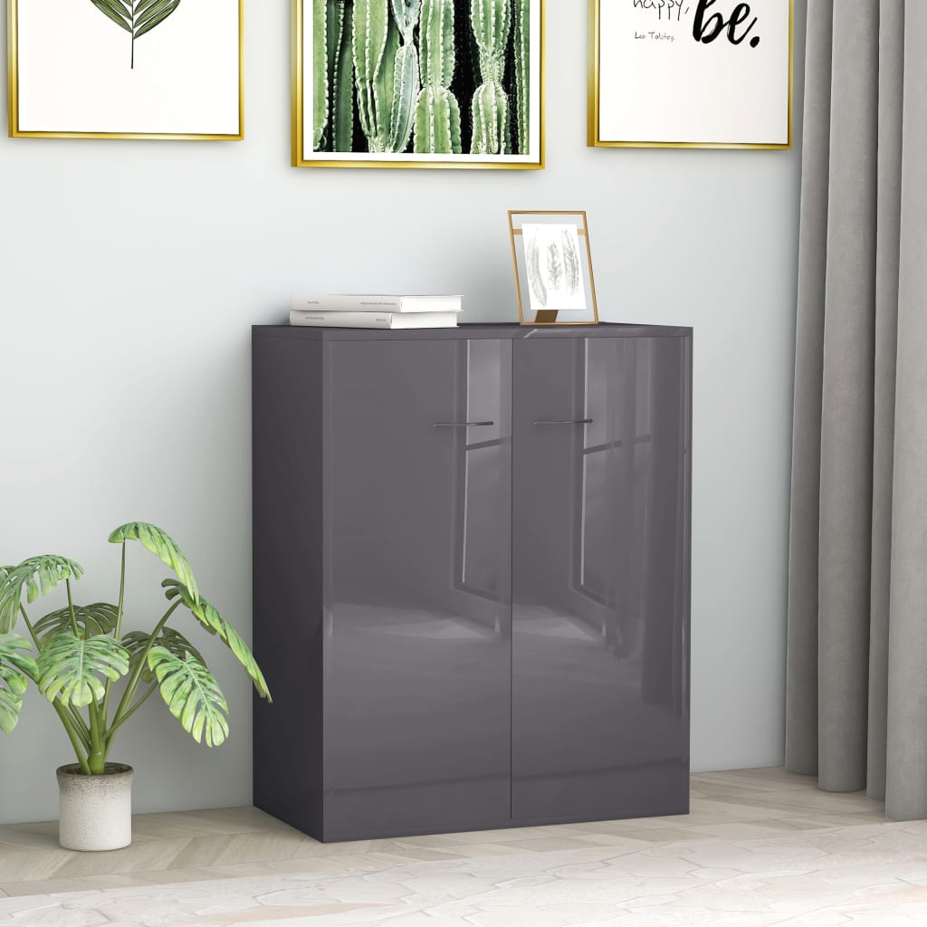 vidaXL Sideboard High Gloss Grey 60x30x75 cm Engineered Wood