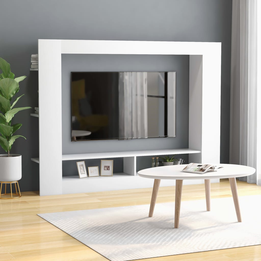 vidaXL TV Cabinet White 152x22x113 cm Engineered Wood