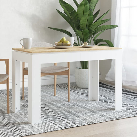 vidaXL Dining Table White and Sonoma Oak 120x60x76 cm Engineered Wood