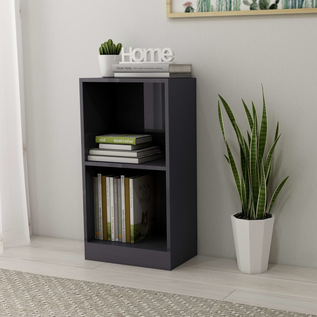 vidaXL Bookshelf High Gloss Grey 40x24x75 cm Engineered Wood