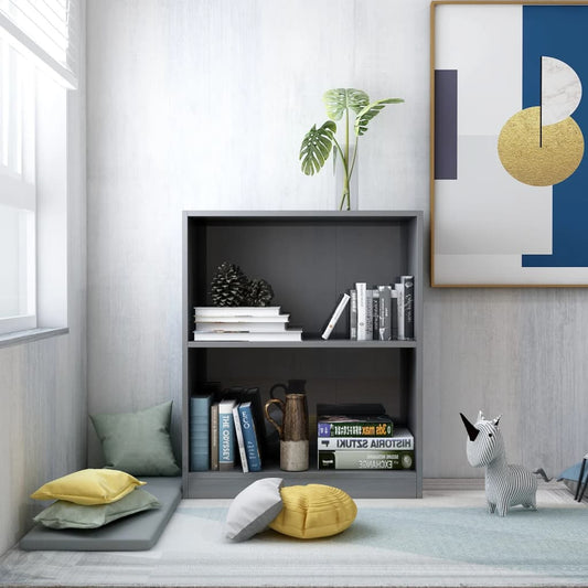 vidaXL Bookshelf High Gloss Grey 60x24x74.5 cm Engineered Wood