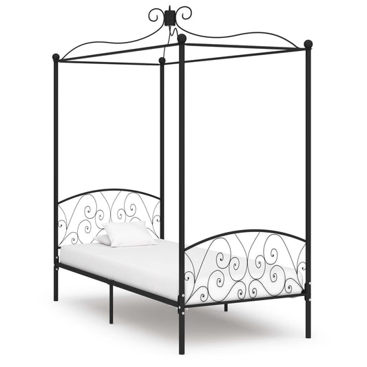 vidaXL Canopy Bed Frame Black Metal 100x200 cm