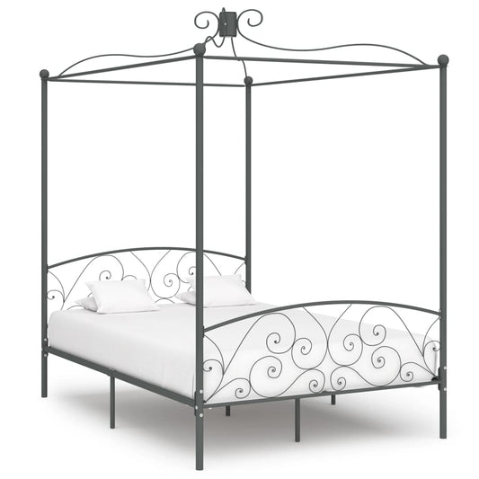vidaXL Canopy Bed Frame Grey Metal 120x200 cm
