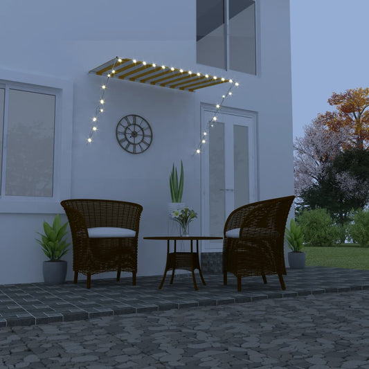 vidaXL Retractable Awning with LED 200x150 cm Yellow and White