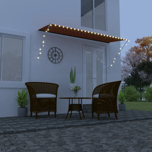 vidaXL Retractable Awning with LED 350x150 cm Orange and Brown