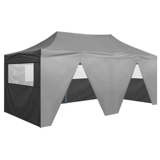 vidaXL Professional Folding Party Tent with 4 Sidewalls 3x6 m Steel Anthracite