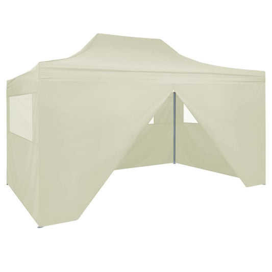 vidaXL Professional Folding Party Tent with 4 Sidewalls 3x4 m Steel Cream