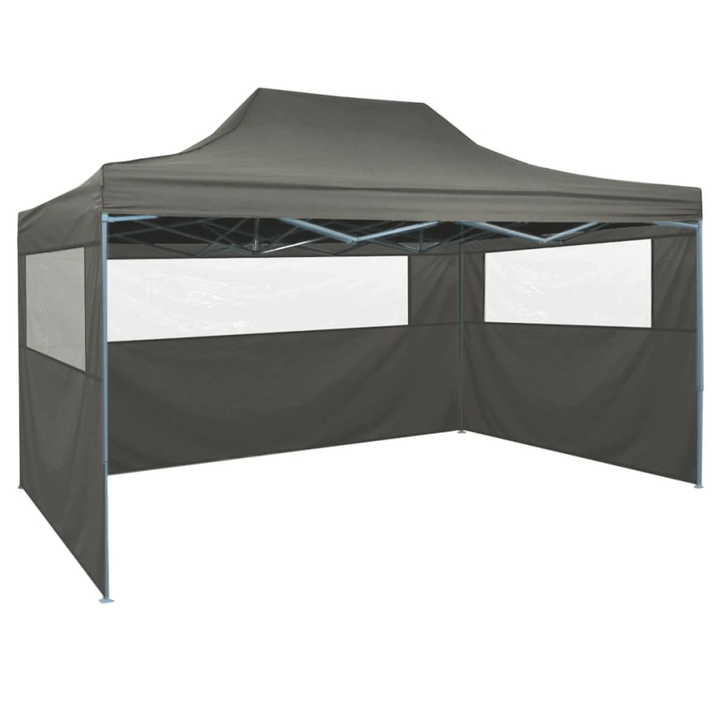 vidaXL Professional Folding Party Tent with 3 Sidewalls 3x4 m Steel Anthracite