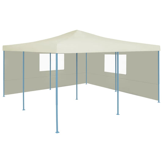 vidaXL Folding Gazebo with 2 Sidewalls 5x5 m Cream