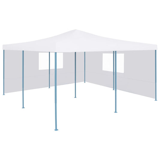 vidaXL Folding Gazebo with 2 Sidewalls 5x5 m White