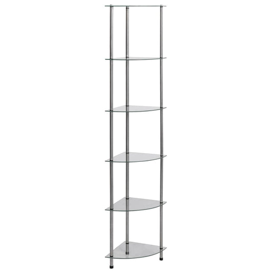 vidaXL 6-Tier Shelf Transparent 30x30x160 cm Tempered Glass