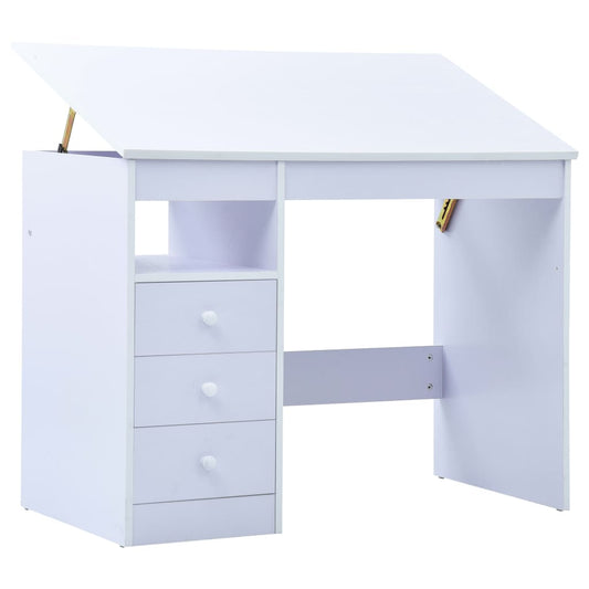 vidaXL Children Drawing Study Desk Tiltable White