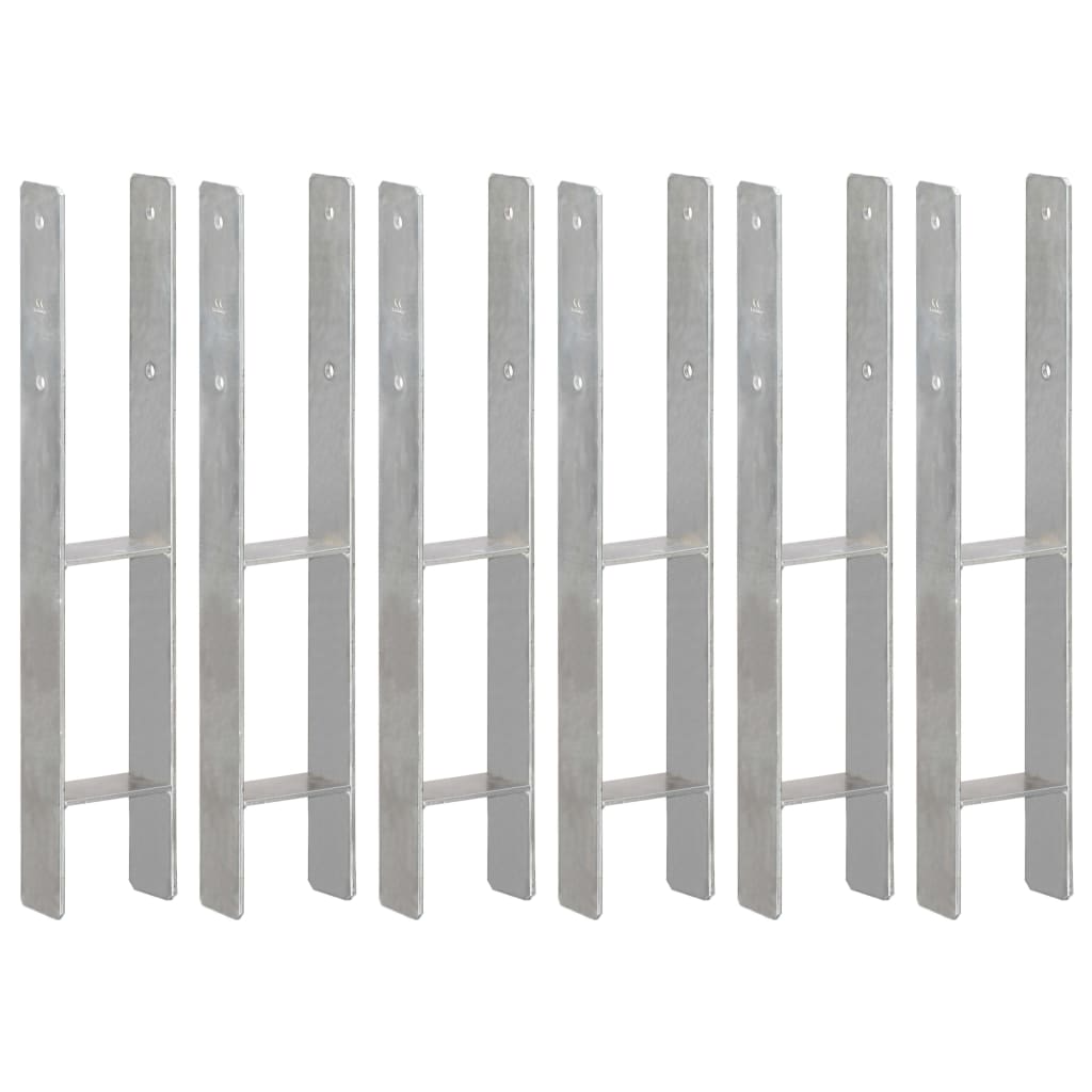 vidaXL Fence Anchors 6 pcs Silver 10x6x60 cm Galvanised Steel