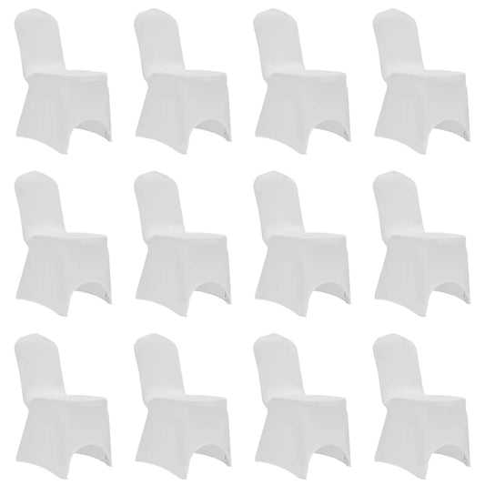 vidaXL Chair Cover Stretch White 12 pcs