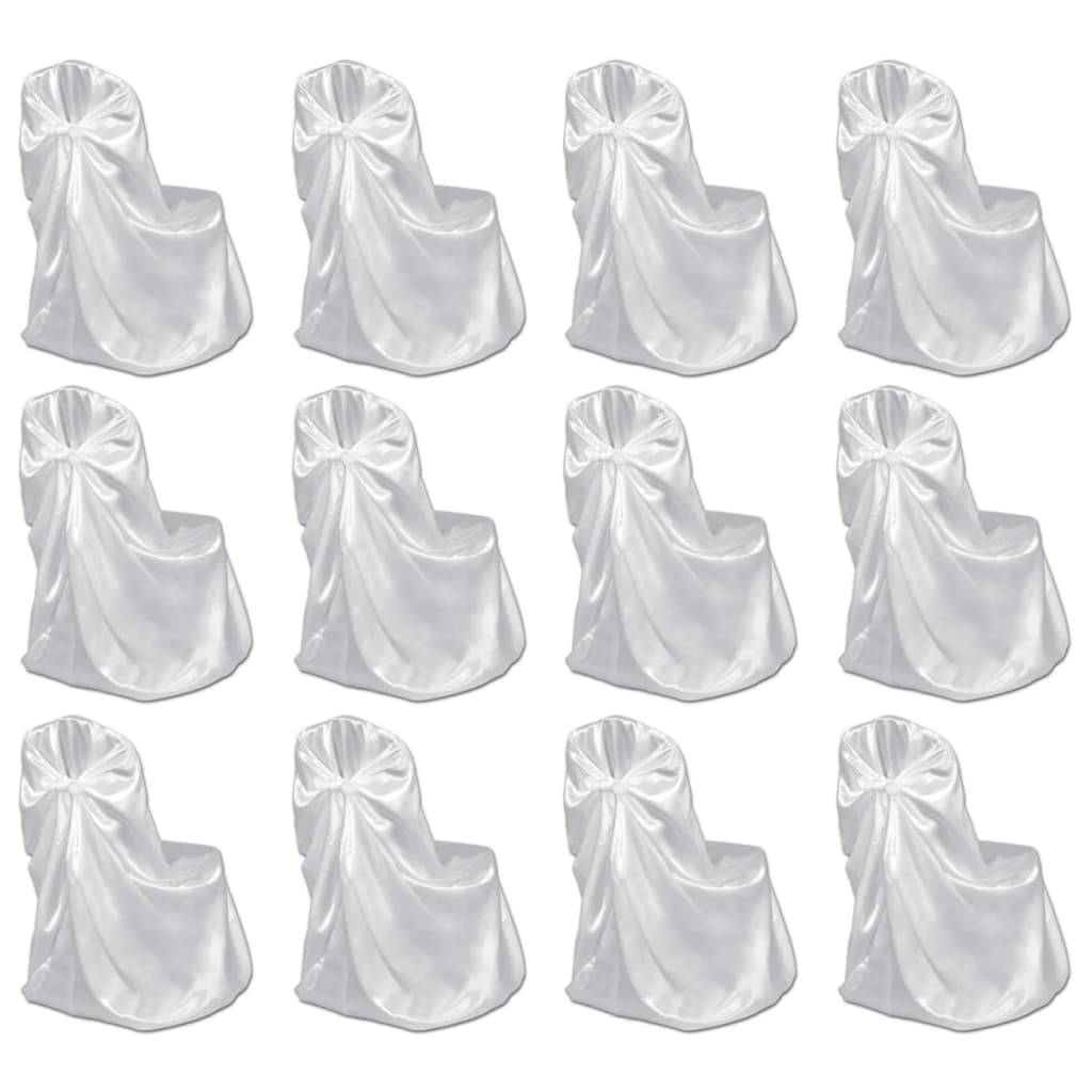 vidaXL Chair Cover for Wedding Banquet 12 pcs White